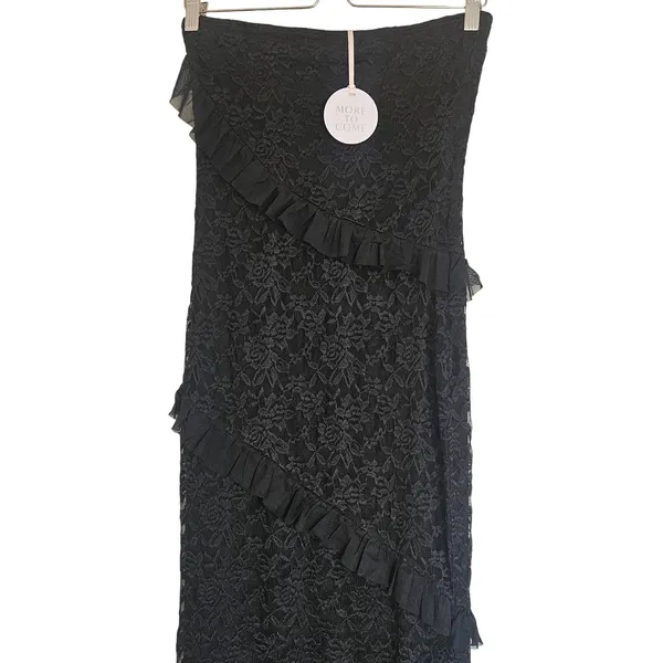 More to Come Revolve Black Xandra‎ Strapless Ruffle Lace Cocktail Maxi Dress NWT - Image 3