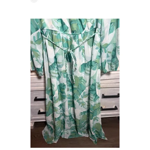 Soft Surroundings Kaia Maxi Dress Large Palm Print Flowy Faux Wrap Effortless - Image 8