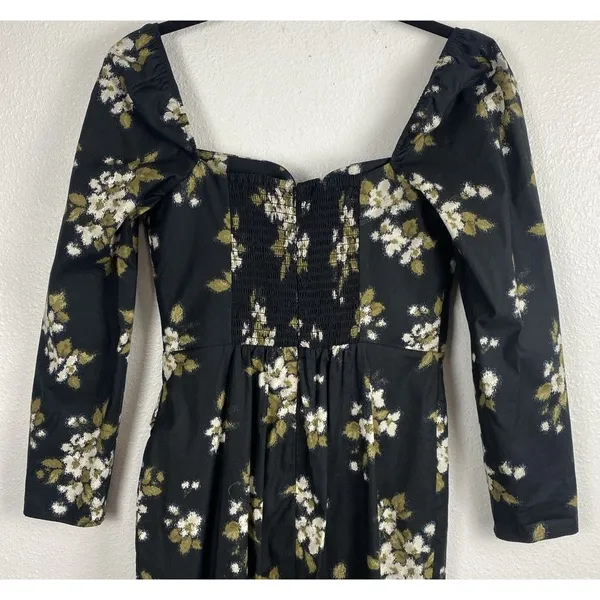 Reformation Floral Sweetheart Neck Midi Dress Long Sleeve Side Slit Size 6 - Image 10
