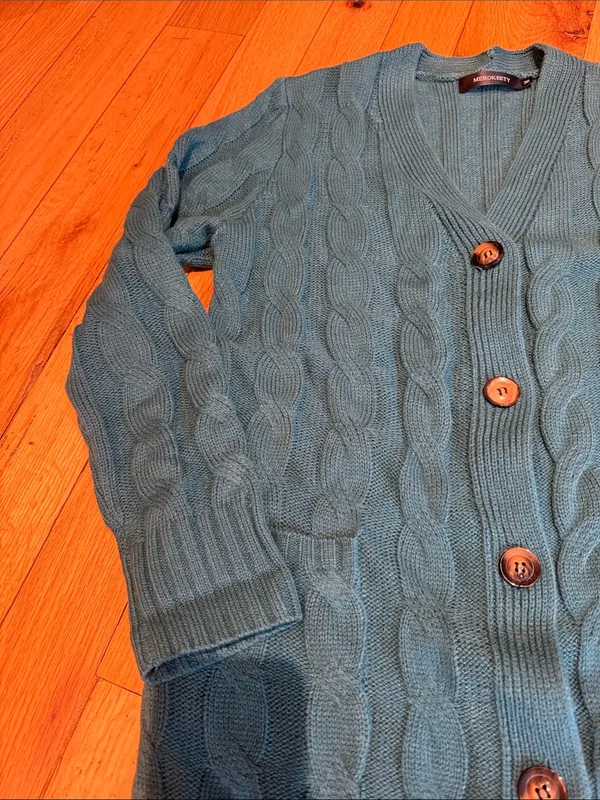 MEROKEETY Button Down Long Cardigan Sweater Size Medium - Dark Teal - C51-046 - Image 4