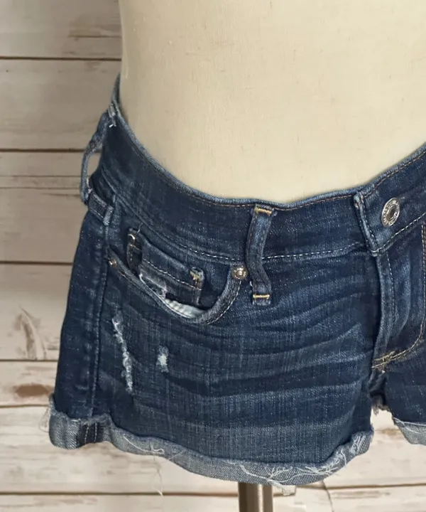 Abercrombie & Fitch dark wash distressed rolled cuff stretch denim jeans Size 24 - Image 3