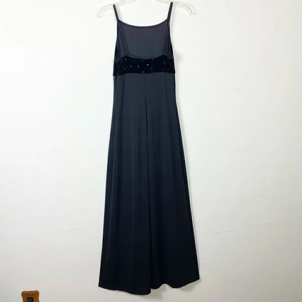 Vintage 90’s Byer Too! Black Velvet Sparkly Maxi Formal Party Dress Size S - Image 4