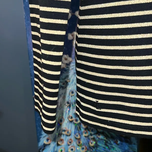 Ralph Lauren Size M Striped Squared Boatneck Long Sleeve Top - Image 3