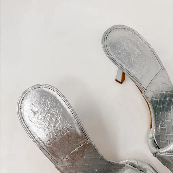 Vince Camuto Brelanie Silver Leather woven Braided Strap Mule Sandal NEW, Size 8 - Image 8