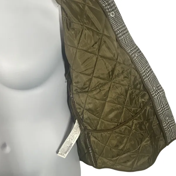 Zara Oversized Plaid Utility Coat Jacket Medium Green Gray Check - Image 7