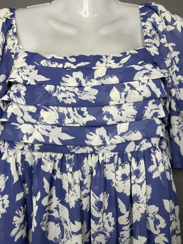 Wallflower Dress Womens Large Blue Floral Square Neck Smocked Maxi Sundress - Image 9