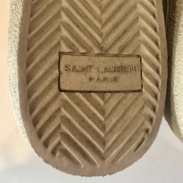 Saint Laurent Paris White Leather Glitter Diamond Patch Low Top Sneakers Size 36 - Image 11