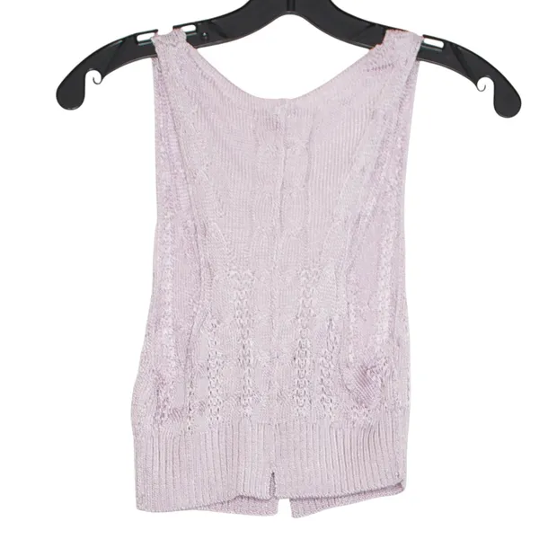 Free People Cropped Sweater Vest Y2K Cottage Preppy Academia Pastel Purple XS - Image 6