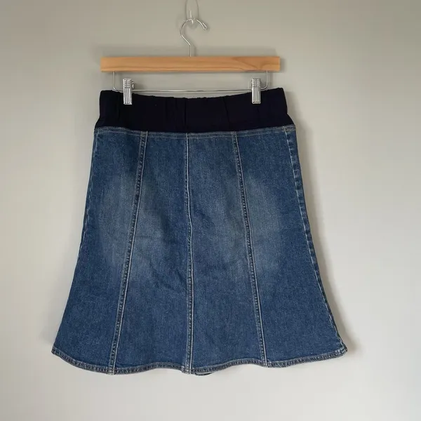 GAP Maternity Vtg. Denim Skirt Knee Length Cotton Blue Cottagecore Size XXS - Image 2