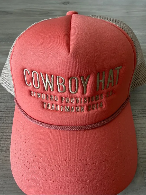 Free People Cowboy Hat Trucker Cap in Coral and Cream - Image 2