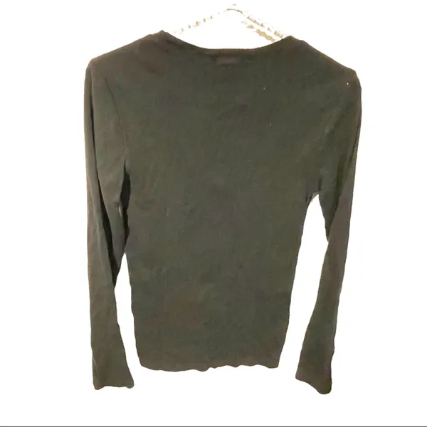 Ralph Lauren Sport Size Medium Black Cotton Purple Pony Long Sleeve Fitted‎ Top - Image 4