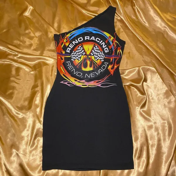Forever 21 One Shoulder Mini Dress with Racing Car Graphic Mini Dress - Image 6