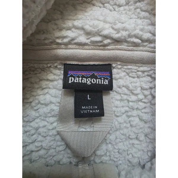 Patagonia Women’s Large Fleece Sweater Jacket 1/4 Zip Sherpa White Matted Fleece - Image 4