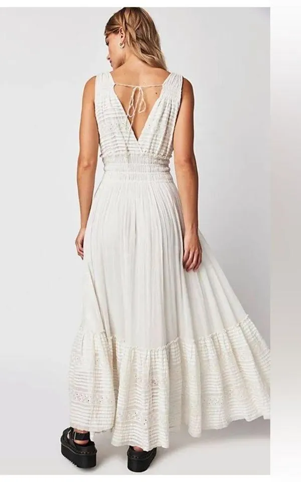 Free People One Alessia Maxi Dress Lace white size medium - Image 3