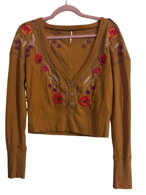 Free People Western day embroidered top Medium White - Image 3