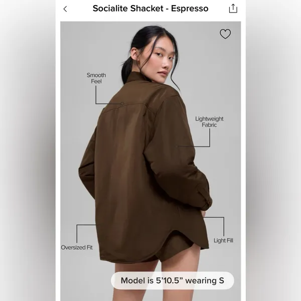 Alo Yoga NWT Socialite Shacket Button Down Pockets Expresso Size L SOLD OUT - Image 4