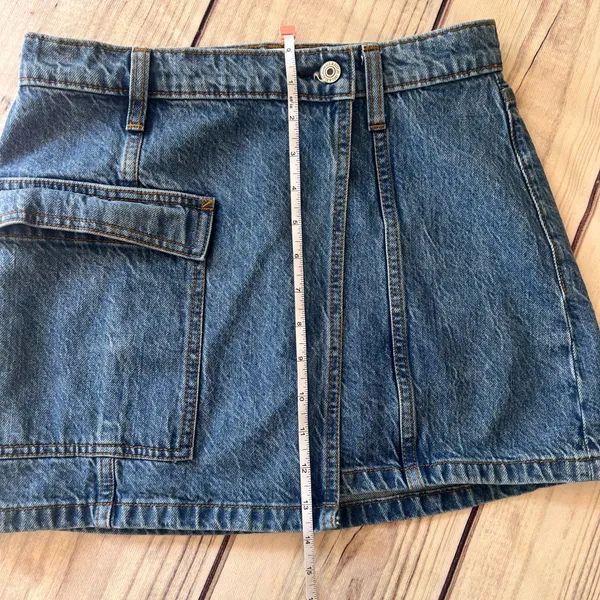 Abercrombie & Fitch High Rise Denim Mini Wrap Skirt - Image 11