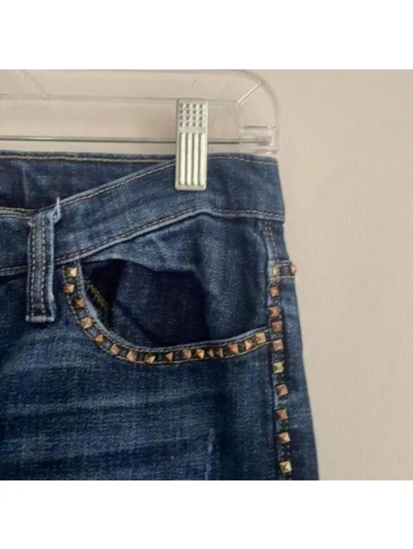 Rock & Republic Dark Wash Straight Leg Denim Jeans Studded Embroidered - Image 2
