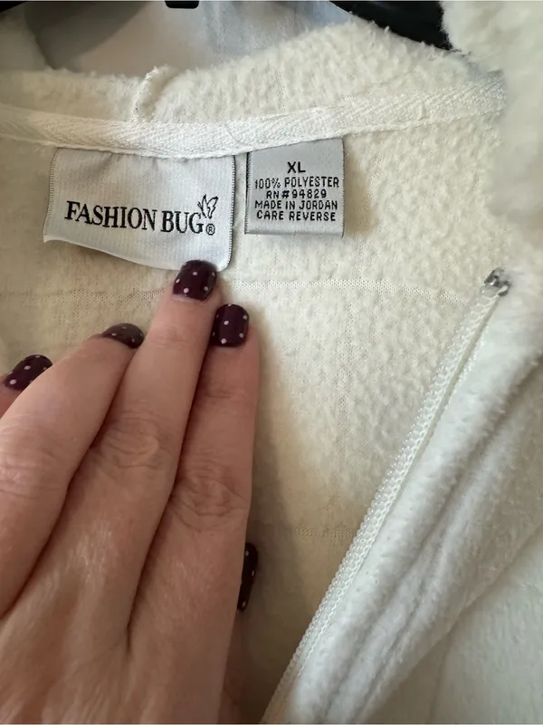 Fashion Bug Cream Fleece Zip-Up Hooded Jacket – XL - Image 2