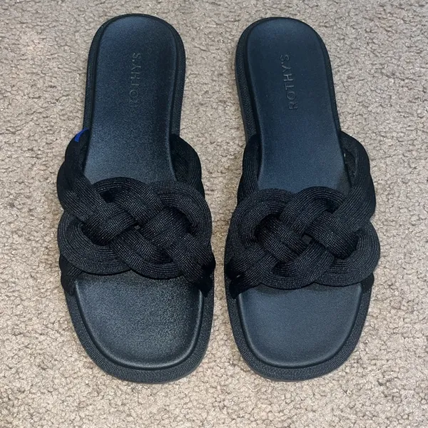 ROTHY'S The Summer Sandal‎ Braided Slide Black 10.5 - Image 4