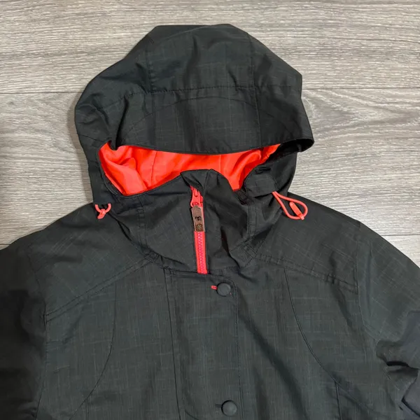 DC Data Women Snowboard Ski Jacket‎ Black Neon Coral 10K Waterproof Small Hooded - Image 4
