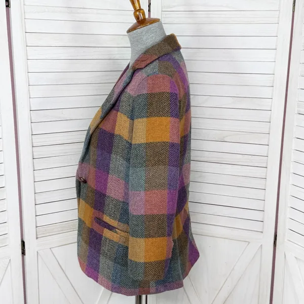 Cabi Happy Blazer‎ Women 4 Multicolor Buffalo Plaid Jewel Tone Wool Blend #927 - Image 3