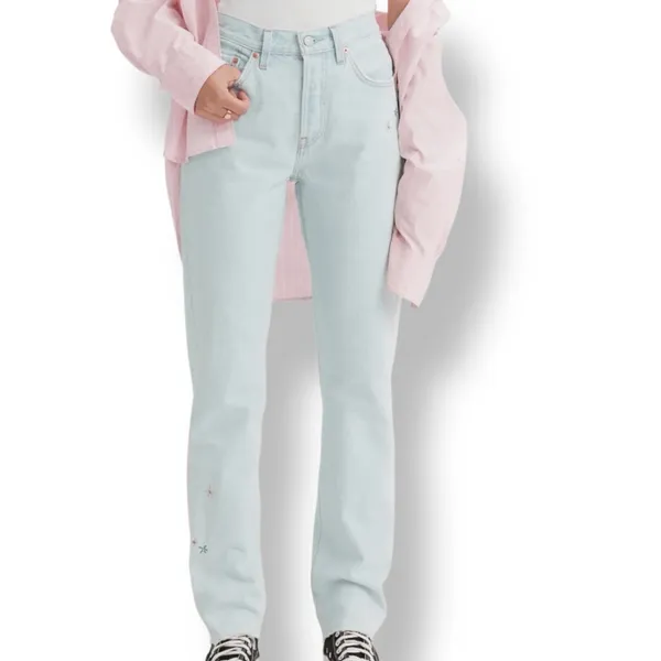 Levi’s 501 Original Floral Embroidered Straight Leg Jeans 28x30‎ Light Wash - Image 12