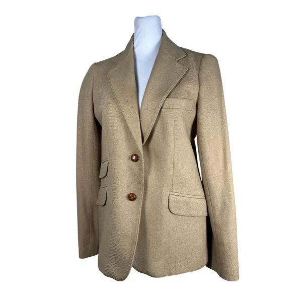 Vintage ‘90s Londonderry by Peabody Tan Wool Blend Single Breasted Blazer - Image 3