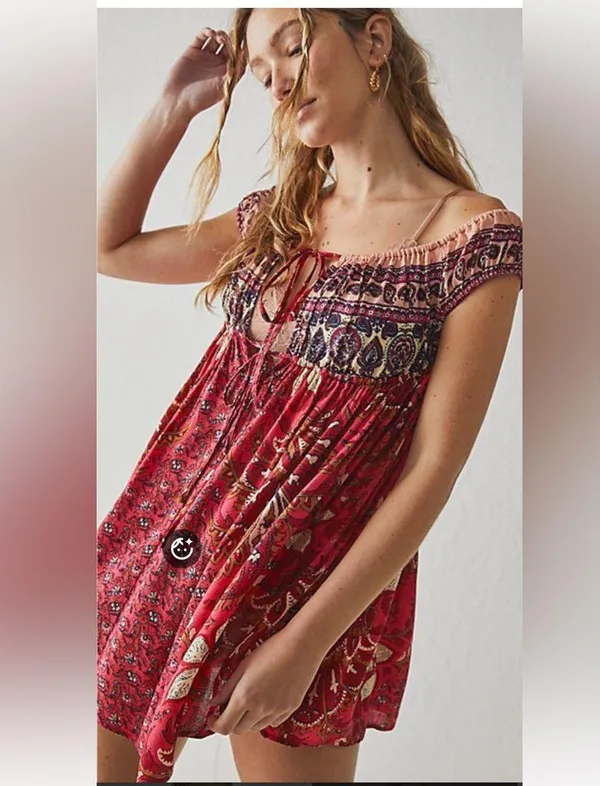 FREE PEOPLE Bali Mariposa Floral Dress sz M - Image 5