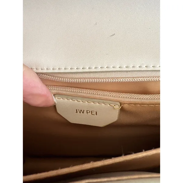 JW PEI Cream Lizard Embossed Leather‎ Flap Shoulder Crossbody Bag Gold Hardware - Image 9