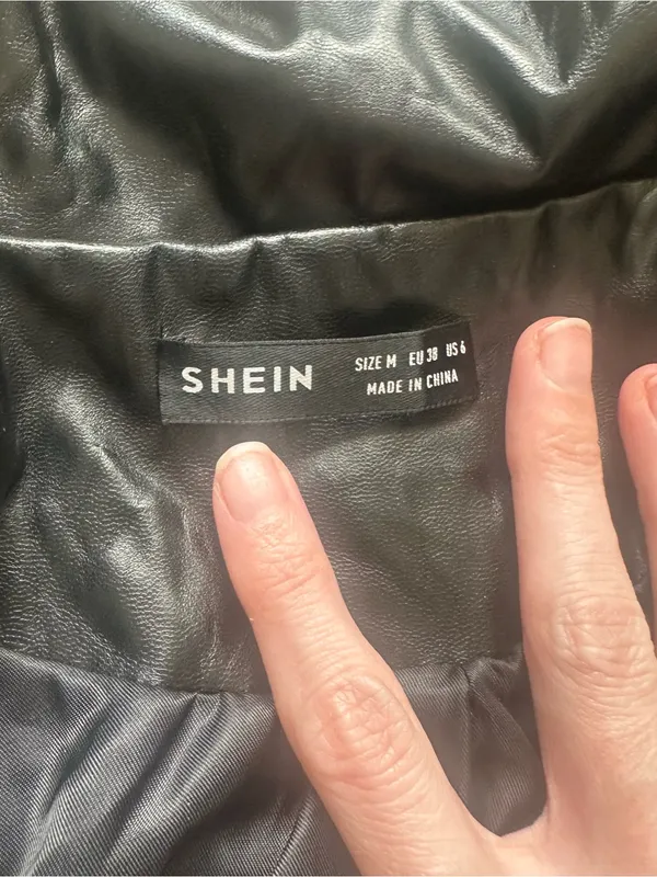 SHEIN Black Faux Leather Blazer Jacket - Image 5