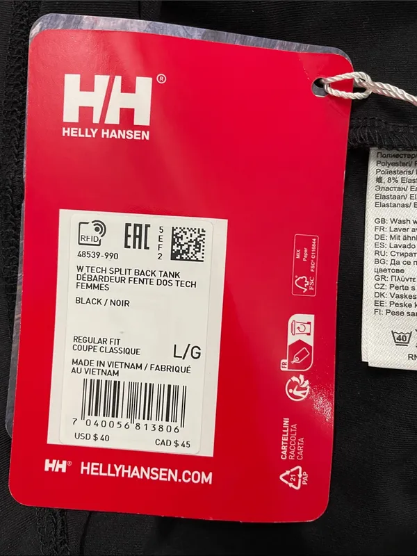 Helly Hansen Black Active Split Back Tank Top - Image 7