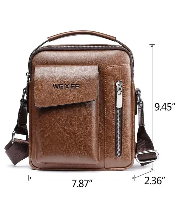 Men's Retro Leather Shoulder Bag Messenger Satchel Casual Crossbody Tote - Image 3
