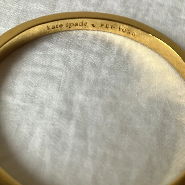 : Pink “Spot the Spade” Hinge/Clasp Bangle Bracelet- Gold tone - Image 2