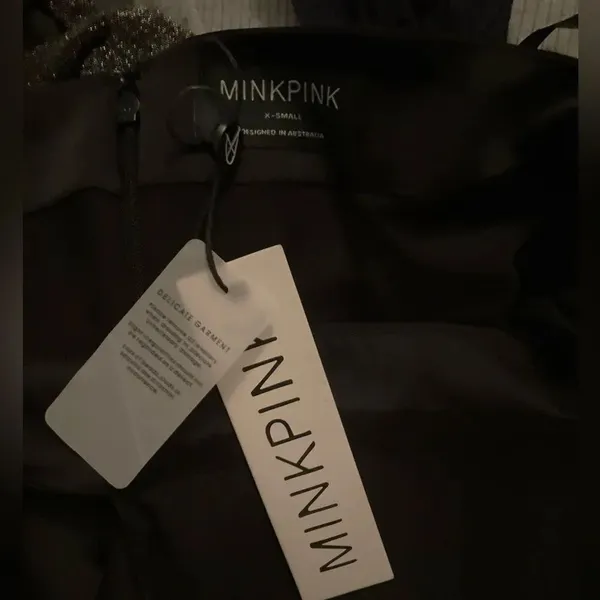 NWT MINKPINK Black S Satin Halter Cut Out Silky Maxi Dress Gown - Image 11
