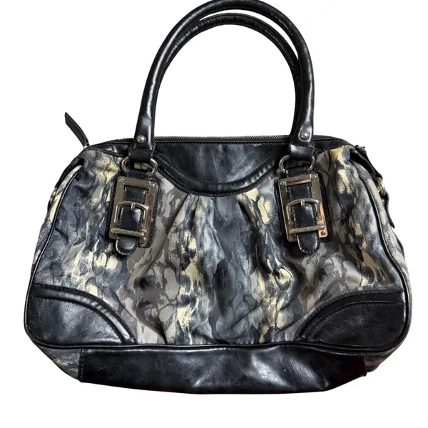 Vintage Y2K Etienne Aigner Satchel Bag Purse Black‎ Snakeskin Fabric/Leather - Image 2