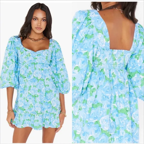 Show Me Your Mumu Mandi Mini Dress Size XL Something Blue Floral - Image 2