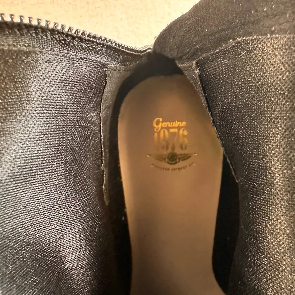 Genuine 1976 Leather Boots Knee Hight Shoes Back Zip Black Suede Riding Boots - Image 12