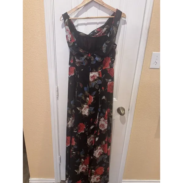 LULUS Teagan Floral Print Off the Shoulder Velvet Dress SIZE L - Image 6