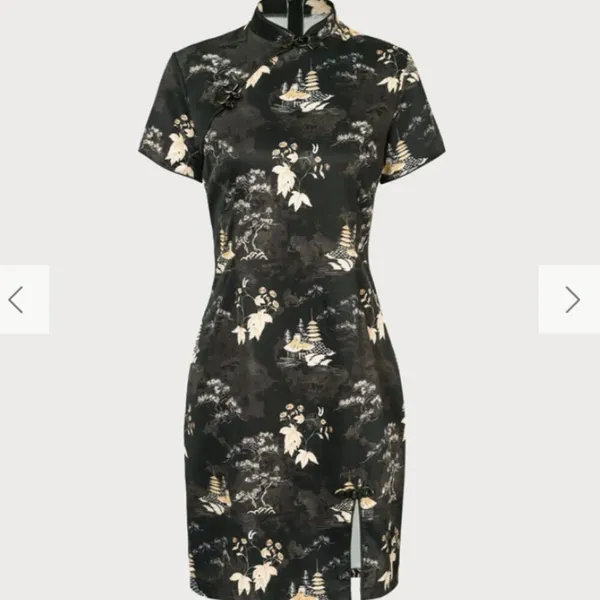 RIHOAS The Black Mandarin Collar Floral Cheongsam 22 - Image 6