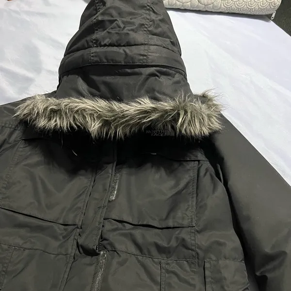 The North Face Women's Black Parka Jacket with Faux Fur Hood - Image 2