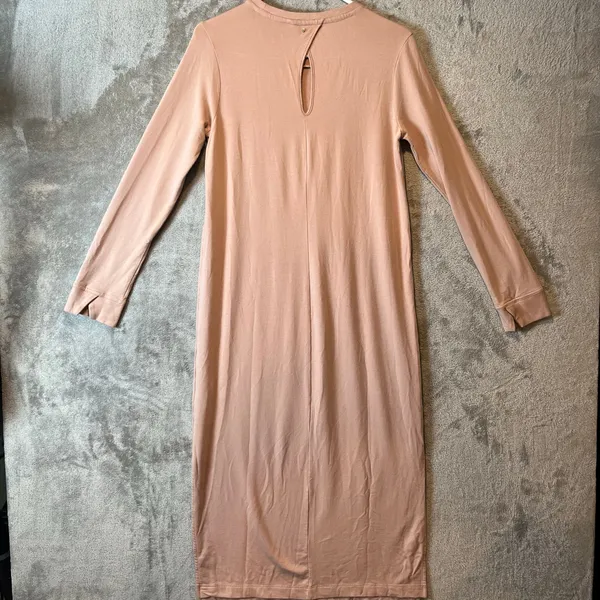 Cuyana Womens Pima Cotton Midi Dress Long Sleeve Keyhole Back Pink Size Small‎ - Image 4