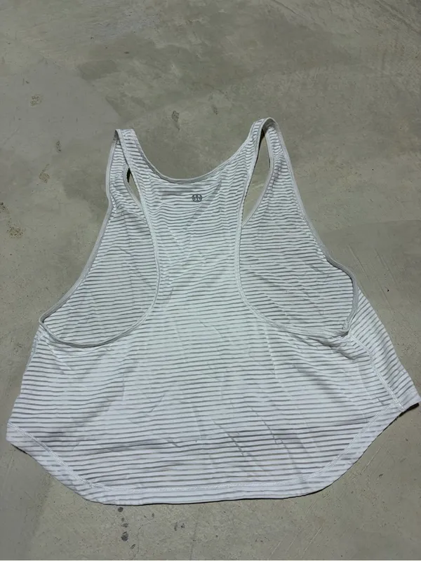 Lululemon White Striped Racerback cropped Tank Top - Image 3