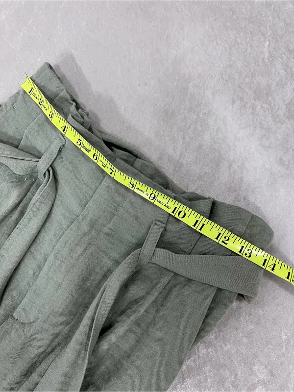 Paper bag high tie waist Sage Green Pants size S - Image 4