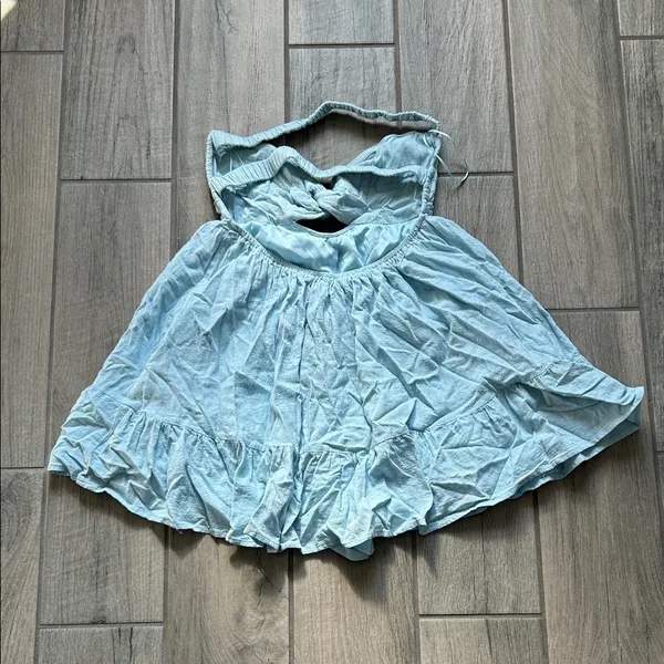 Light Blue Strapless Dress Size M - Image 4