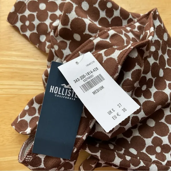 Hollister High Rise Brown‎ Floral Mini Skirt Size Medium - Image 4