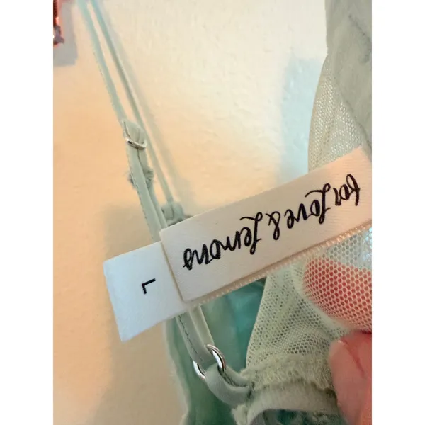 For Love & Lemons Bra Size L Mint‎ Green Floral Lace Sequin Underwire SKBR1581 - Image 5