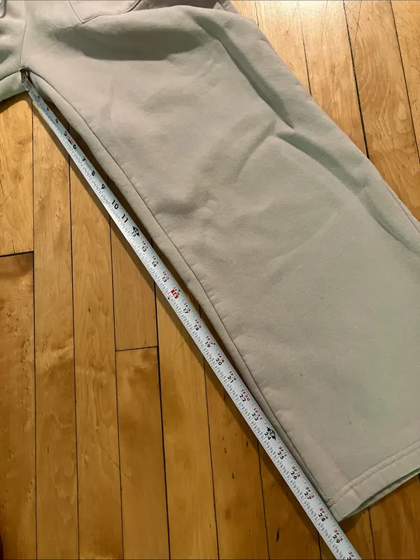 White Fox Vol. 3 Beige Taupe Wide Leg Sweatpants White Logo Size Medium - Image 7