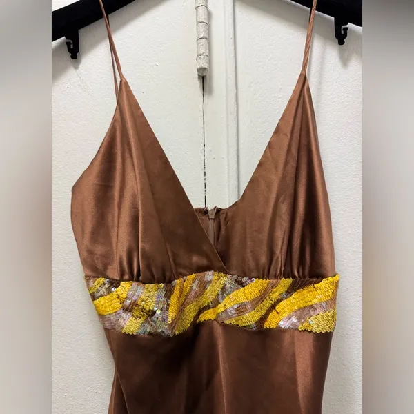 Julie Brown Y2K Chocolate Brown Silk Babydoll Top Size 8 - Image 2