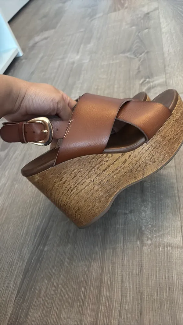 Old Navy Brown Wedge Sandals - Image 2